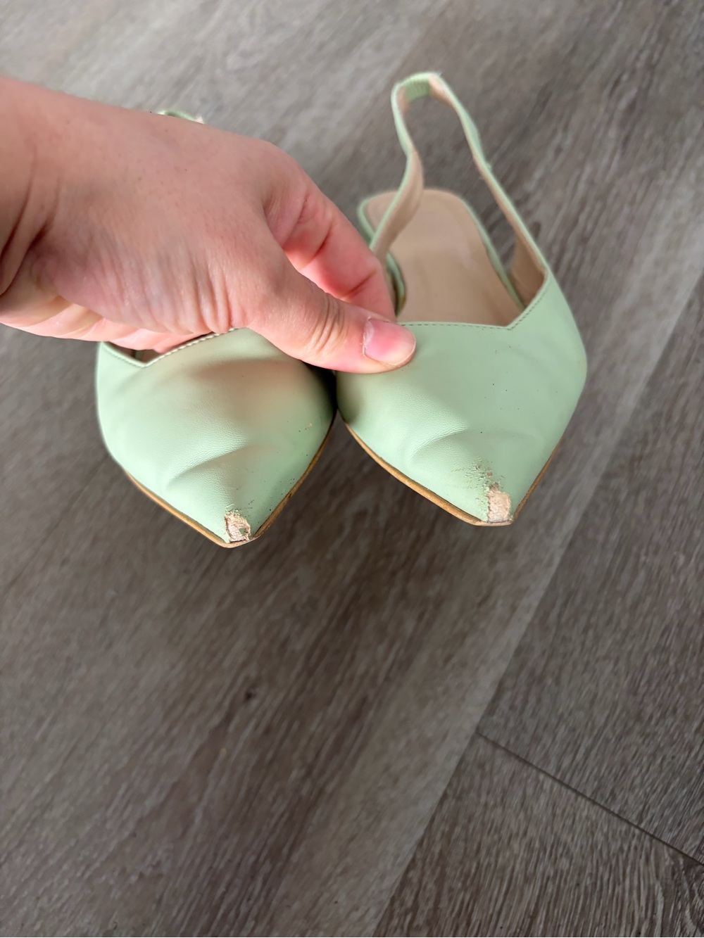 Women’s Pointed Slingback Low Heel Pumps in Mint - Picture 3 of 6